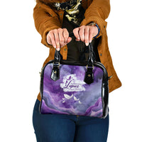 Lupus Awareness Month Shoulder Handbag Purple Ribbon Watercolor Galaxy Butterfly Floral Support Art