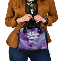 Lupus Awareness Month Shoulder Handbag Purple Ribbon Watercolor Galaxy Butterfly Floral Support Art