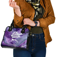 Lupus Awareness Month Shoulder Handbag Purple Ribbon Watercolor Galaxy Butterfly Floral Support Art
