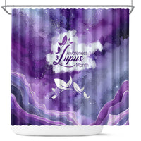 Lupus Awareness Month Shower Curtain Purple Ribbon Watercolor Galaxy Butterfly Floral Support Art