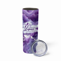 Lupus Awareness Month Skinny Tumbler Purple Ribbon Watercolor Galaxy Butterfly Floral Support Art