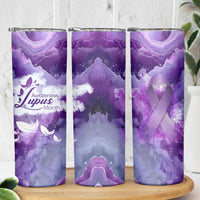 Lupus Awareness Month Skinny Tumbler Purple Ribbon Watercolor Galaxy Butterfly Floral Support Art