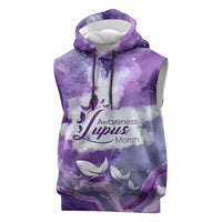 Lupus Awareness Month Sleeveless Hoodie Purple Ribbon Watercolor Galaxy Butterfly Floral Support Art