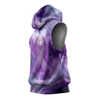 Lupus Awareness Month Sleeveless Hoodie Purple Ribbon Watercolor Galaxy Butterfly Floral Support Art