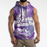 Lupus Awareness Month Sleeveless Hoodie Purple Ribbon Watercolor Galaxy Butterfly Floral Support Art
