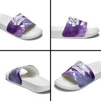 Lupus Awareness Month Slide Sandals Purple Ribbon Watercolor Galaxy Butterfly Floral Support Art