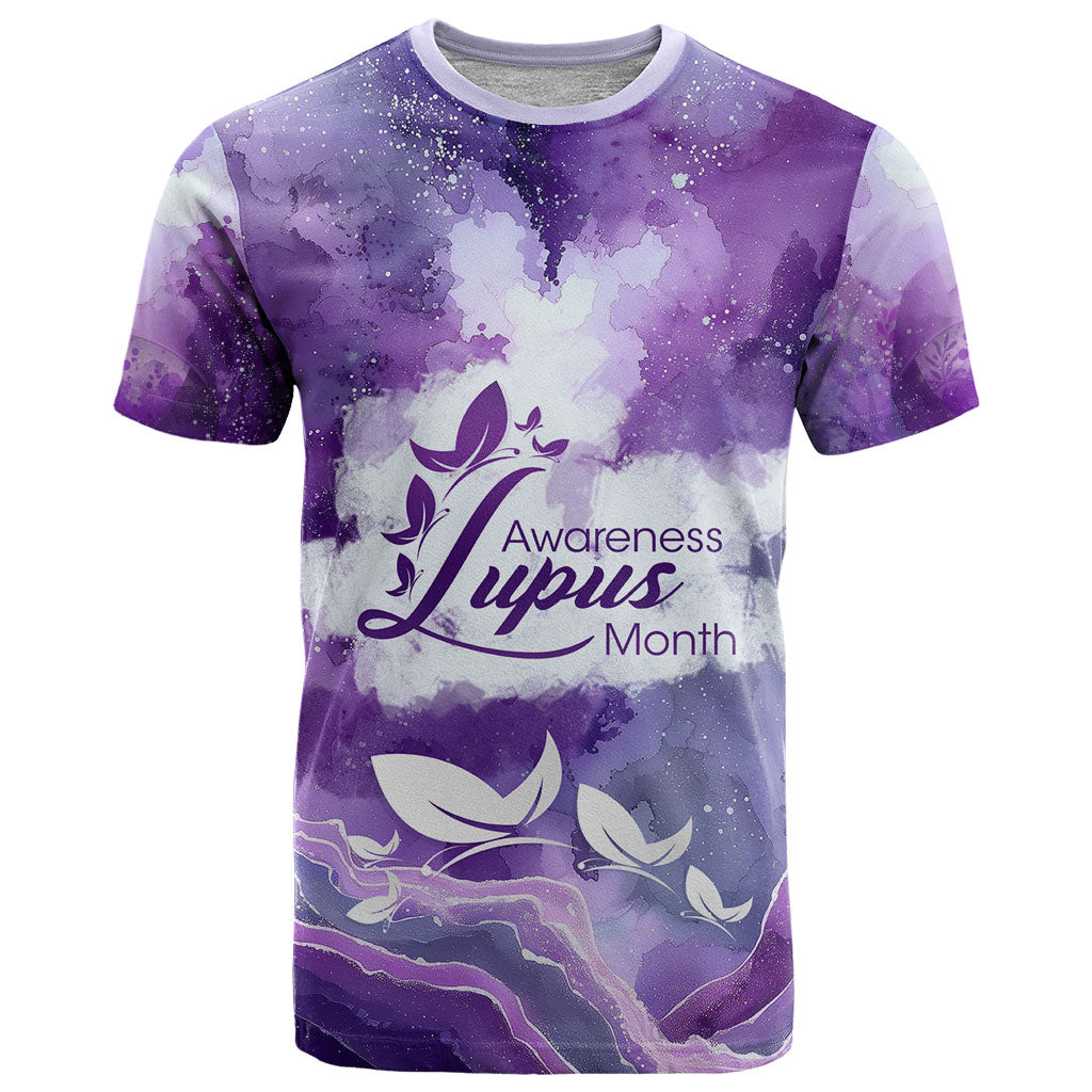 Lupus Awareness Month T Shirt Purple Ribbon Watercolor Galaxy Butterfly Floral Support Art