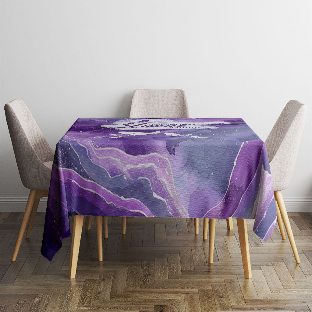 Lupus Awareness Month Tablecloth Purple Ribbon Watercolor Galaxy Butterfly Floral Support Art