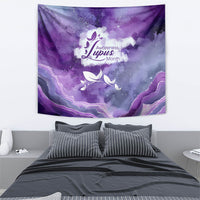 Lupus Awareness Month Tapestry Purple Ribbon Watercolor Galaxy Butterfly Floral Support Art