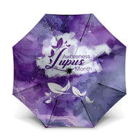 Lupus Awareness Month Umbrella Purple Ribbon Watercolor Galaxy Butterfly Floral Support Art