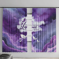 Lupus Awareness Month Window Curtain Purple Ribbon Watercolor Galaxy Butterfly Floral Support Art