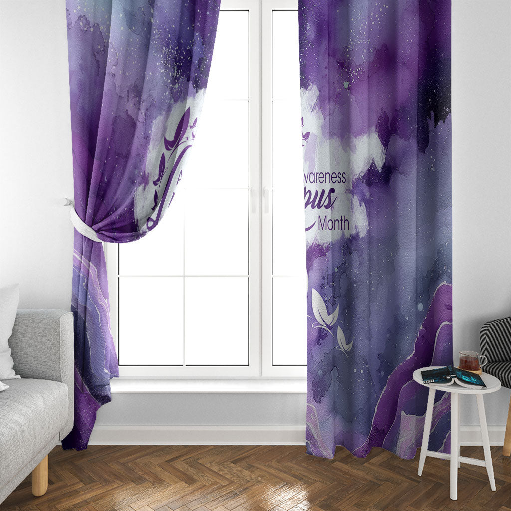 Lupus Awareness Month Window Curtain Purple Ribbon Watercolor Galaxy Butterfly Floral Support Art