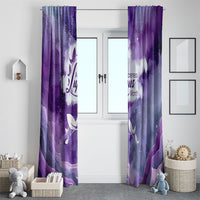 Lupus Awareness Month Window Curtain Purple Ribbon Watercolor Galaxy Butterfly Floral Support Art