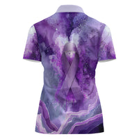 Lupus Awareness Month Women Polo Shirt Purple Ribbon Watercolor Galaxy Butterfly Floral Support Art