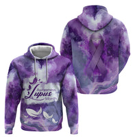 Lupus Awareness Month Zip Hoodie Purple Ribbon Watercolor Galaxy Butterfly Floral Support Art