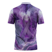 Lupus Awareness Month Zipper Polo Shirt Purple Ribbon Watercolor Galaxy Butterfly Floral Support Art