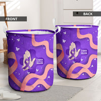 Lupus Awareness Laundry Basket Her Fight Is My Fight - Purple Ribbon Butterfly Wave Style