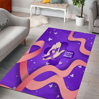 Lupus Awareness Area Rug Her Fight Is My Fight - Purple Ribbon Butterfly Wave Style