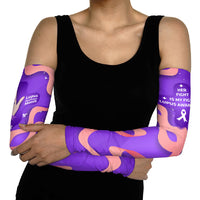 Lupus Awareness Arm Sleeves Her Fight Is My Fight - Purple Ribbon Butterfly Wave Style