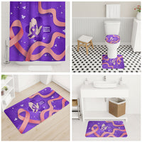 Lupus Awareness Bathroom Set Her Fight Is My Fight - Purple Ribbon Butterfly Wave Style