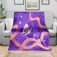 Lupus Awareness Blanket Her Fight Is My Fight - Purple Ribbon Butterfly Wave Style