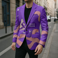 Lupus Awareness Blazer Her Fight Is My Fight - Purple Ribbon Butterfly Wave Style