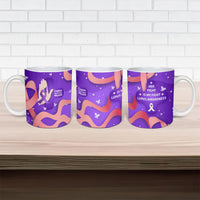 Lupus Awareness Ceramic Mug Her Fight Is My Fight - Purple Ribbon Butterfly Wave Style