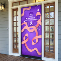 Lupus Awareness Door Cover Her Fight Is My Fight - Purple Ribbon Butterfly Wave Style
