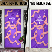 Lupus Awareness Door Cover Her Fight Is My Fight - Purple Ribbon Butterfly Wave Style