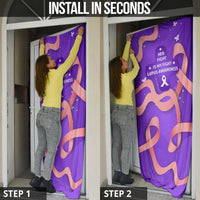 Lupus Awareness Door Cover Her Fight Is My Fight - Purple Ribbon Butterfly Wave Style