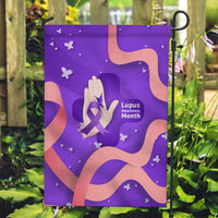 Lupus Awareness Garden Flag Her Fight Is My Fight - Purple Ribbon Butterfly Wave Style