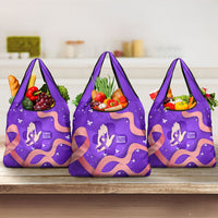 Lupus Awareness Grocery Bag Her Fight Is My Fight - Purple Ribbon Butterfly Wave Style