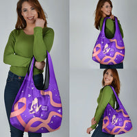 Lupus Awareness Grocery Bag Her Fight Is My Fight - Purple Ribbon Butterfly Wave Style