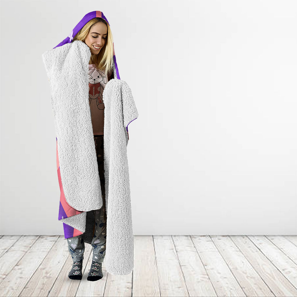 Lupus Awareness Hooded Blanket Her Fight Is My Fight - Purple Ribbon Butterfly Wave Style