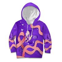 Lupus Awareness Kid Hoodie Her Fight Is My Fight - Purple Ribbon Butterfly Wave Style