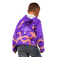 Lupus Awareness Kid Hoodie Her Fight Is My Fight - Purple Ribbon Butterfly Wave Style