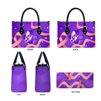 Lupus Awareness Leather Bag Her Fight Is My Fight - Purple Ribbon Butterfly Wave Style