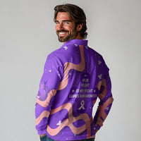 Lupus Awareness Long Sleeve Polo Shirt Her Fight Is My Fight - Purple Ribbon Butterfly Wave Style