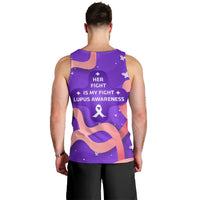 Lupus Awareness Men Tank Top Her Fight Is My Fight - Purple Ribbon Butterfly Wave Style
