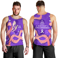 Lupus Awareness Men Tank Top Her Fight Is My Fight - Purple Ribbon Butterfly Wave Style