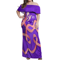 Lupus Awareness Off Shoulder Maxi Dress Her Fight Is My Fight - Purple Ribbon Butterfly Wave Style