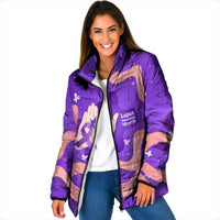 Lupus Awareness Padded Jacket Her Fight Is My Fight - Purple Ribbon Butterfly Wave Style