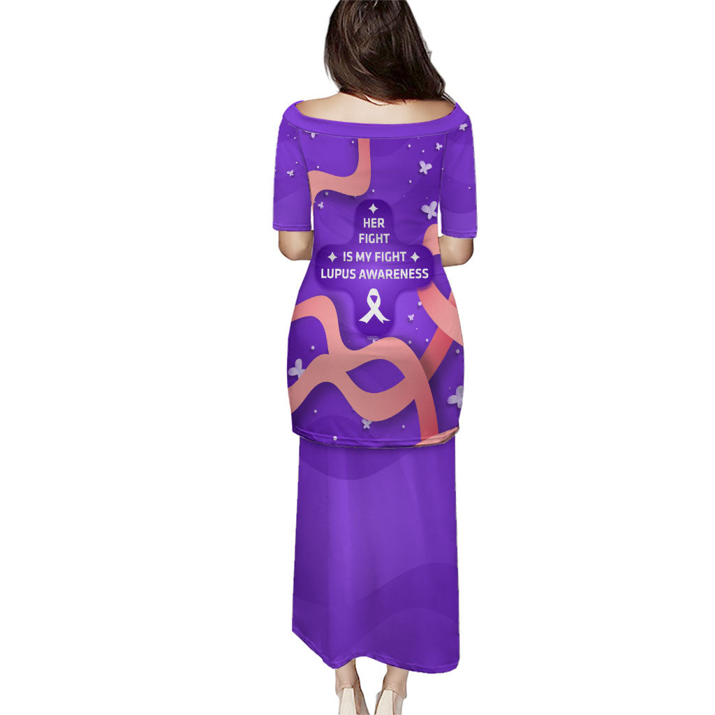 Lupus Awareness Puletasi Her Fight Is My Fight - Purple Ribbon Butterfly Wave Style