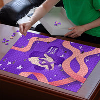 Lupus Awareness Puzzle Her Fight Is My Fight - Purple Ribbon Butterfly Wave Style