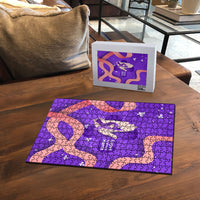 Lupus Awareness Puzzle Her Fight Is My Fight - Purple Ribbon Butterfly Wave Style