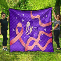 Lupus Awareness Quilt Her Fight Is My Fight - Purple Ribbon Butterfly Wave Style