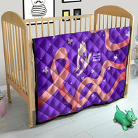 Lupus Awareness Quilt Her Fight Is My Fight - Purple Ribbon Butterfly Wave Style