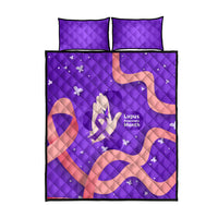 Lupus Awareness Quilt Bed Set Her Fight Is My Fight - Purple Ribbon Butterfly Wave Style