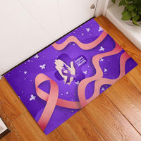 Lupus Awareness Rubber Doormat Her Fight Is My Fight - Purple Ribbon Butterfly Wave Style