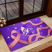 Lupus Awareness Rubber Doormat Her Fight Is My Fight - Purple Ribbon Butterfly Wave Style